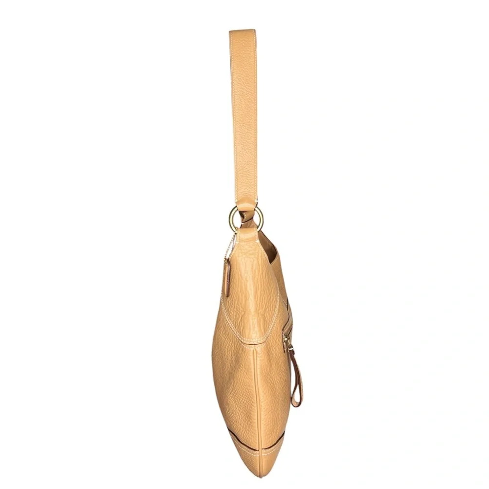 Near Vintage Coach Hamptons Tan Butterscotch Pebbled Leather Shoulder Hobo Bag - Picture 6 of 8